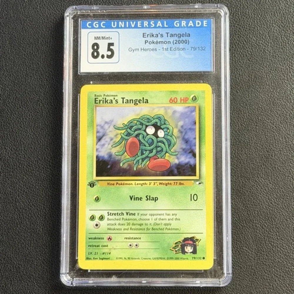 Pokemon Erika's Tangela 1st Edition 79/62 CGC 8.5 Blue Label TCG 1999 Gym Heroes